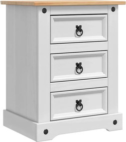 vidaXL Noptieră cu sertar Corona Alb 53 x 39 x 66 cm Lemn de pin masiv