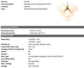 Candelabru elegant design LUX Icaro alama/alb 113752 HZ