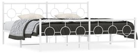 376300 vidaXL Cadru de pat metalic cu tăblie, alb, 200x200 cm