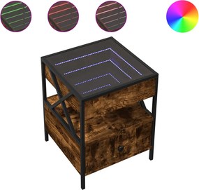 vidaXL Măsuță de cafea cu LED infinity, stejar fumuriu, 40x40x51 cm