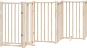 vidaXL Poartă de acces pentru câini cu ușă pliabilă, 6 panouri, 300 cm, lemn masiv de brad