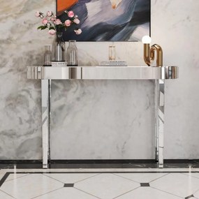Masa toaleta oglinda, masuta consola, 120 cm, cosmetica machiaj, vanity birou, Argintiu - MAOG3