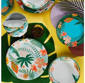 Set veselă 24 piese, multicolor, din porțelan