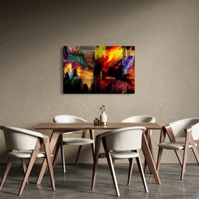Tablou - Oraș colorat, abstracție (90x60 cm)