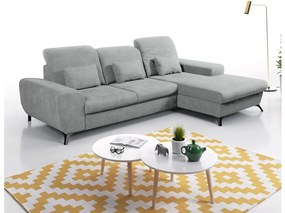 Colțar extensibil ALTA, tapițat, cu spațiu de depozitare, tip L, partea dreaptă, gri