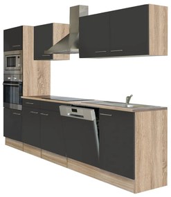 Mobilă de bucătărie Yorki 280 cu corp din stejar sonoma și față antracit satinat