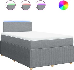vidaXL Pat box spring cu saltea, gri deschis, 120x190 cm, textil