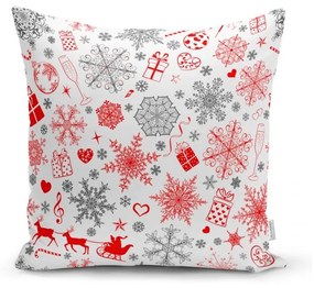 Set 4 fețe de pernă și un napron de masă cu model de Crăciun Minimalist Cushion Covers Snowflakes