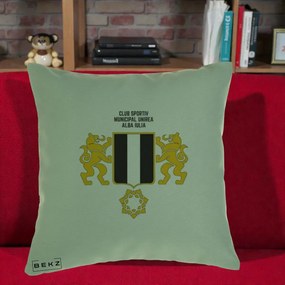 Perna Personalizata CSM Unirea Alba Iulia Fotbal, 40x40 cm, Verde, Husa Detasabila, Perna Inclusa, BEKZ®