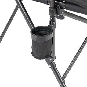 Leziter XL scaun de pescuit cu braț și suport pentru pahare negru