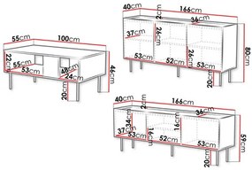 Set mobilier living Grotzi I (Cașmir + Negru) . 1105951