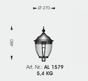 Stalp iluminat exterior din fier forjat, inaltime 153cm, AL 6614