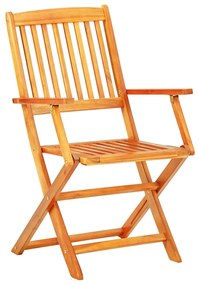 Set mobilier de exterior pliabil, 7 piese, lemn masiv de acacia 7, Cu cotiera