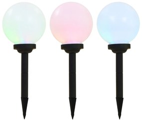 vidaXL Lămpi solare de exterior cu LED, 3 buc, 20 cm, RGB, sferic
