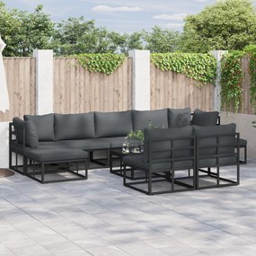 vidaXL Set de canapele pentru grădină 9 pcs Negru 353 x 141.5 x 71 cm
