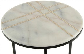 Masuta de cafea rotunda din marmura Louis 44.5x44.5x64 cm alba