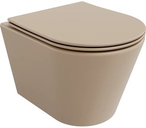 Mexen Rico vas de toaletă Rimless cu capac slim cu închidere lentă, duroplast, cappuccino mat - 30724064