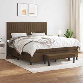 vidaXL Pat continental cu saltea maro închis 180x200cm material textil