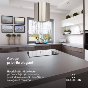 Klarstein Barett, hotă de aspirație, Ø 38 cm, convecție 590 m³/h, LED, filtru de carbon, oțel inoxidabil