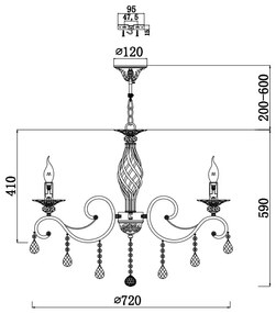 Candelabru elegant design clasic cu 8 brate Grace bronz MYRC247-PL-08-R