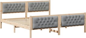 vidaXL Cadru de pat Gri deschis 160 x 200 cm Lemn de pin masiv
