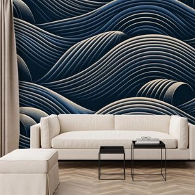 Fototapet - Valuri geometrice întunecate (147x102 cm)