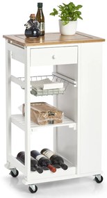 Cărucior de bucătărie cu blat din bambus, 50 x 37 x 86,5 cm, ZELLER