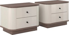 Set de noptiere Vesper 56 cm cu mânere negre - culoare cașmir / nuc