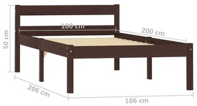 Cadru de pat, maro inchis, 100 x 200 cm, lemn masiv de pin Maro inchis, 100 x 200 cm
