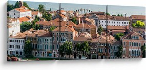 Tablou - Vedere aeriană a orașului (cu ceas) (90x30 cm)