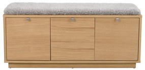 Pantofar gri/în culoare naturală cu bancă cu aspect de lemn de stejar Confetti – Rowico