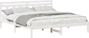 vidaXL Cadru de pat cu headboard Alb Lemn masiv de pin