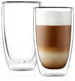 Set 2 pahare Krasino Selory, pereti dubli, sticla termorezistenta, 380 ml