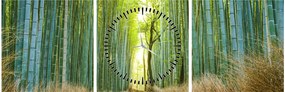 Tablou - Pădure de bambus (cu ceas) (90x30 cm)