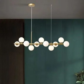 Lustra LED Gold Elit'S cu 11 Glob Alb Mat Dulie G9 Inaltime Reglabila Becuri Nu Inclus