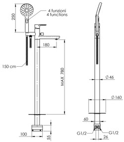 Sapho PAX – set pentru cadă cu baterie, crom lucios