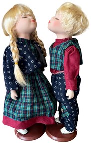 Set 2 Papusi Portelan Kissing Dolls, 40cm, Par blond