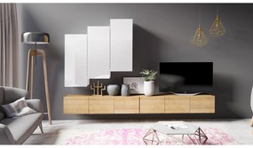 Mobilier living Calabria C20 (Alb + Stejar auriu) (fără iluminat). 1051673