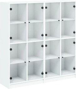 vidaXL Bibliotecă cu uși, alb, 136x37x142 cm, lemn prelucrat