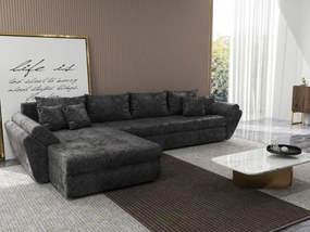 Colțar extensibil dumonde cu ladă de depozitare si sezut confortabil din spuma high-density, Loana XL Euphoria Negru 335x185 cm