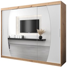 Dulap de haine 250 cm Eclipse (Stejar artisan + Alb mat). 1063449