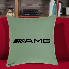 Perna Personalizata cu emblema Mercedes-AMG, 40x40 cm, Verde, Husa Detasabila, Perna Inclusa, BEKZ®