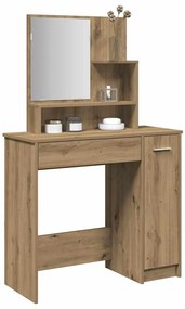 vidaXL Masă de toaletă cu oglindă, stejar artizanal, 86,5x35x136 cm