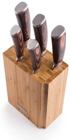 Set de cuțite Gourmet Nature G21, 5 bucăți, suport de bambus
