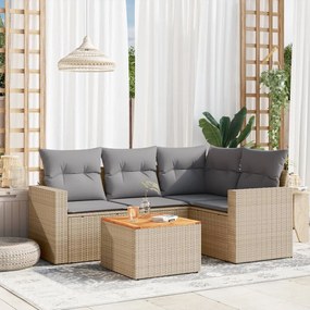 vidaXL Set canapele de grădină cu perne, 5 piese, bej, poliratan
