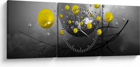 Tabloul - bile abstracte galbene (cu ceas) (90x30 cm)
