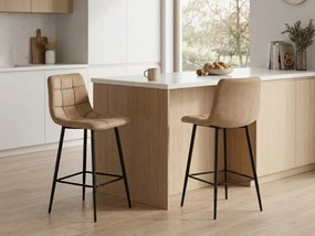 Scaun de bar cu picioare negre ARCETO VELVET, maro