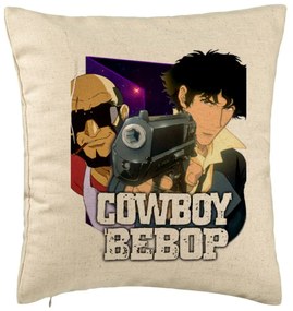 Perna Decorativa cu Cowboy Bebop 3, 40x40 cm, Bej, Husa Detasabila, Burduf