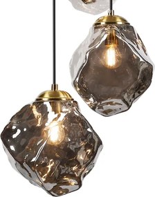 Candelabru cu cablu CRISTAL 5xE14/15W/230V alamă/negru fumuriu