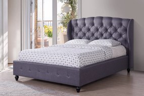Pat Tapitat Continental 160x200 cm, cadru din lemn cu somiera fixa, Culoare Gri